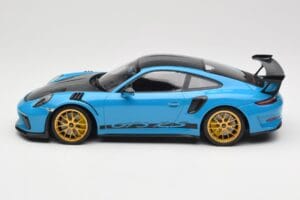 Porsche 911 991.2 GT3 RS Weissach Package Shark Blue Wording Guld Magnesium Fælge Minichamps 1:18 153068237 Metal — billede 3 af 6