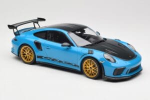 Porsche 911 991.2 GT3 RS Weissach Package Shark Blue Wording Guld Magnesium Fælge Minichamps 1:18 153068237 Metal — billede 4 af 6