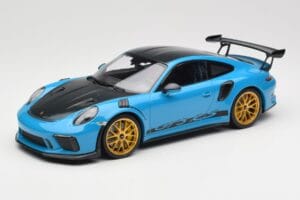 Porsche 911 991.2 GT3 RS Weissach Package Shark Blue Wording Guld Magnesium Fælge Minichamps 1:18 153068237 Metal