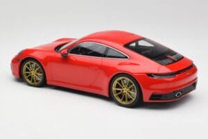 Porsche 911 992 Carrera 4S Guards Rød & Guld Hjul Minichamps 1:18 153067328 Metal — billede 5 af 6