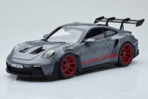 Porsche 911 992 GT3 RS Arctic Grå Pyro Rød Norev 1:18 187350 Metal
