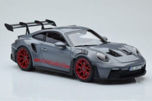 Porsche 911 992 GT3 RS Arctic Grå Pyro Rød Norev 1:18 187350 Metal — billede 6 af 8