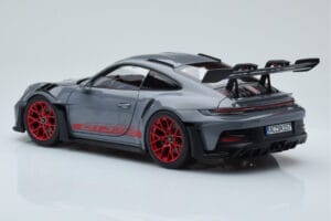Porsche 911 992 GT3 RS Arctic Grå Pyro Rød Norev 1:18 187350 Metal — billede 7 af 8
