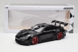 Porsche 911 992 GT3 RS Sort & Røde Hjul & Sort Dekoration Minichamps 1:18 153062240 Metal — billede 6 af 6