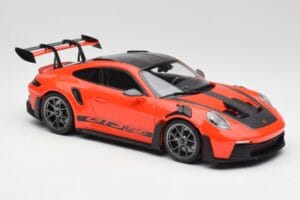 Porsche 911 992 GT3 RS Guards Orange & Sølv Fælge Minichamps 1:18 911992002 Metal — billede 4 af 6