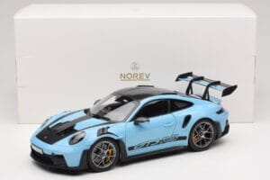 Porsche 911 992 GT3 RS Weissach Pack Gulf Blue Norev 1:18 187367 Metal — billede 8 af 8