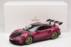 Porsche 911 992 GT3 RS Weissach Package Ruby Star Norev 1:18 187370 Metal — billede 8 af 8