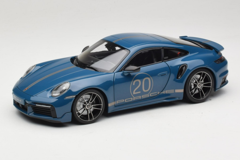 Porsche 911 992 Turbo S Coupe Sport Design Blå Minichamps 1:18 113069073 Metal
