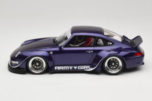 Porsche 911 993 RWB Army Girl Lilla GT Spirit 1:18 GT562 Resin — billede 3 af 6