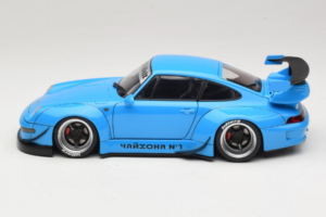 Porsche 911 993 RWB Himmelblå Gun Grey Wheels AUTOart 1:18 78152 Komposit — billede 4 af 8