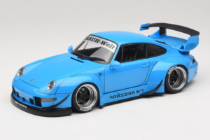 Porsche 911 993 RWB Himmelblå Gun Grey Wheels AUTOart 1:18 78152 Komposit
