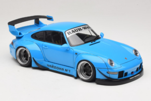 Porsche 911 993 RWB Himmelblå Gun Grey Wheels AUTOart 1:18 78152 Komposit — billede 6 af 8