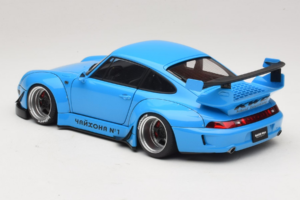 Porsche 911 993 RWB Himmelblå Gun Grey Wheels AUTOart 1:18 78152 Komposit — billede 7 af 8