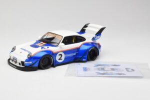 Porsche 911 993 RWB X Liberty Walk Hvid Med Blå GT Spirit 1:18 GT530 Resin — billede 7 af 8