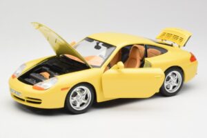 Porsche 911 996 Carrera Gul Bburago 1:18 30085-M1 Metal — billede 2 af 8