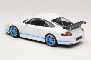 Porsche 911 996 GT3 RS Hvid Blå Striber Minichamps 1:18 155062021 Metal — billede 5 af 6