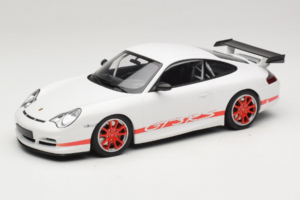 Porsche 911 996 GT3 RS Hvid Rød Stribe Minichamps 1:18 155062020 Metal
