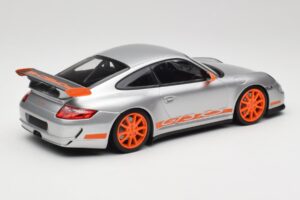 Porsche 911 997.1 GT3 RS Sølv med Orange Fælge Minichamps 1:18 155062120 Metal — billede 2 af 6