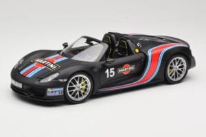 Porsche 918 Spyder Weissach Package Matt Black With Martini Stripes Minichamps 1:18 110062445 Metal