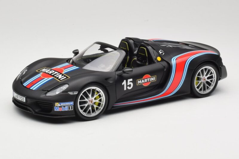 Porsche 918 Spyder Weissach Package Matt Black With Martini Stripes Minichamps 1:18 110062445 Metal