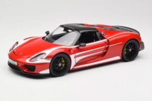 Porsche 918 Spyder Weissach Package Rød & Hvide Striber Minichamps 1:18 110062442 Metal — billede 3 af 9
