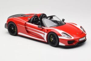 Porsche 918 Spyder Weissach Package Rød & Hvide Striber Minichamps 1:18 110062442 Metal — billede 7 af 9