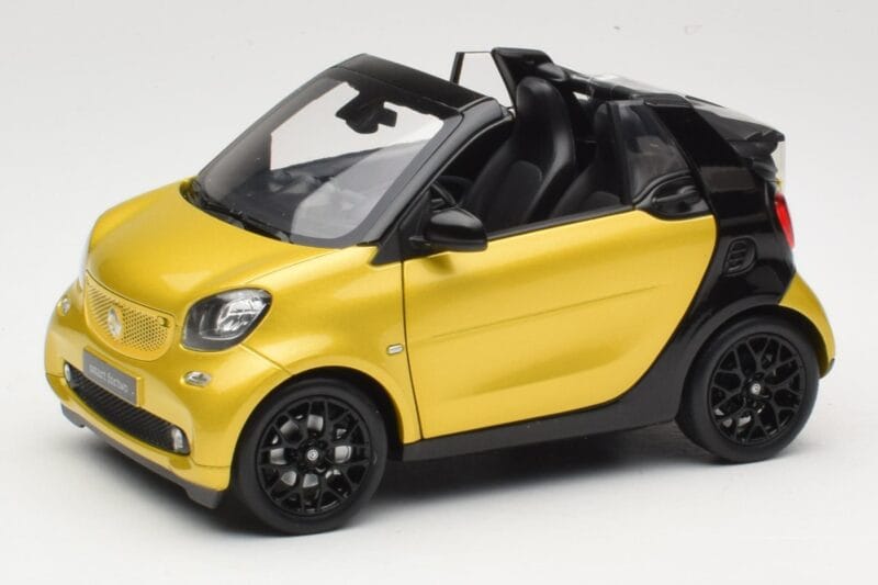Smart Fortwo 453 Cabriolet Sort Og Gul Norev 1:18 B66960289 Metal