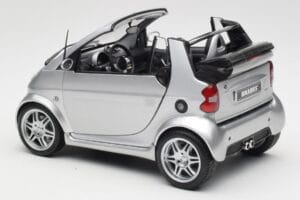 Smart Fortwo W450 Brabus Cabrio Sølv Forhandler Edition Kyosho 1:18 0017769V001C05Q00 Metal — billede 7 af 8