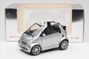 Smart Fortwo W450 Brabus Cabrio Sølv Forhandler Edition Kyosho 1:18 0017769V001C05Q00 Metal — billede 8 af 8