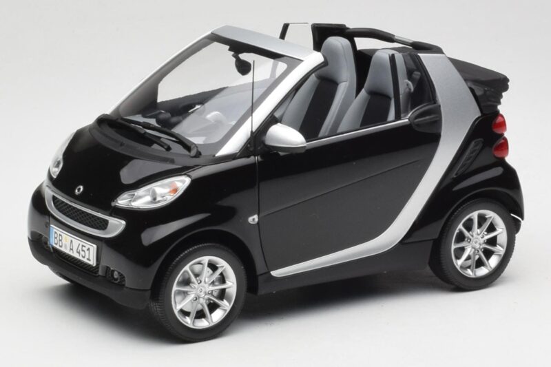 Smart Fortwo Cabriolet W451 Sort & Sølv Minichamps 1:18 Q0022566V001C18Q00 Metal