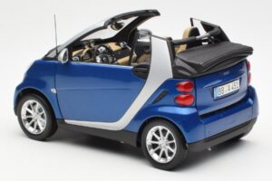 Smart Fortwo W451 Cabriolet Blå Sølv Minichamps 1:18 Q0022565V001C80Q00 Metal — billede 7 af 8