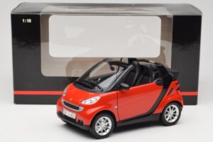 Smart Fortwo W451 Cabrio Rød Sort Minichamps 1:18 150036333 Metal — billede 8 af 8