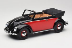 Volkswagen Beetle Cabriolet Sort & Rød Minichamps 1:18 107054132 Resin