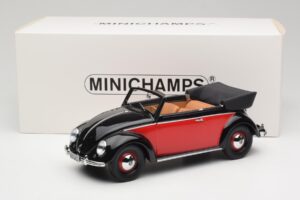 Volkswagen Beetle Cabriolet Sort & Rød Minichamps 1:18 107054132 Resin — billede 6 af 6