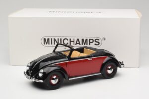 Volkswagen Beetle Hebmuller Cabriolet Sort & Rød Minichamps 1:18 107054230 Resin — billede 6 af 6