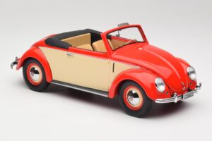 Volkswagen Beetle Hebmuller Cabriolet Rød & Creme Minichamps 1:18 107054231 Resin — billede 4 af 6