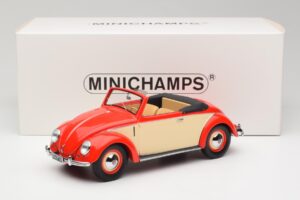 Volkswagen Beetle Hebmuller Cabriolet Rød & Creme Minichamps 1:18 107054231 Resin — billede 6 af 6