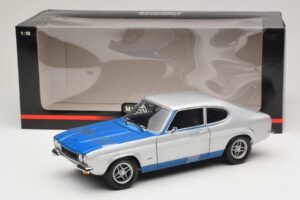 Ford Capri RS2600 Mk1 Silver Blue Minichamps 1:18 150089072 Metal — billede 6 af 6