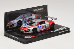 Audi R8 LMS GT3 #99 F. Biela / M. Fassler Phoenix Racing 24 Hours of Nurburgring 2010 Minichamps 1:43 437101999 Metal — billede 2 af 5
