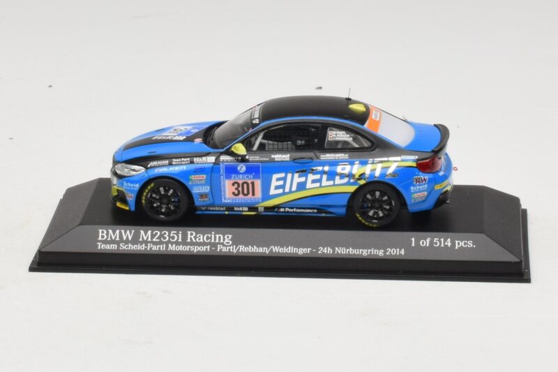 BMW M235i Team Scheid #301 Partl / Rebhan 24 Hours of Nurburgring 2014 Minichamps 1:43 BMW M235i Team Scheid #301 Partl / Rebhan 24 Hours of Nurburgring 2014 Minichamps 1:43 437142401 Metal