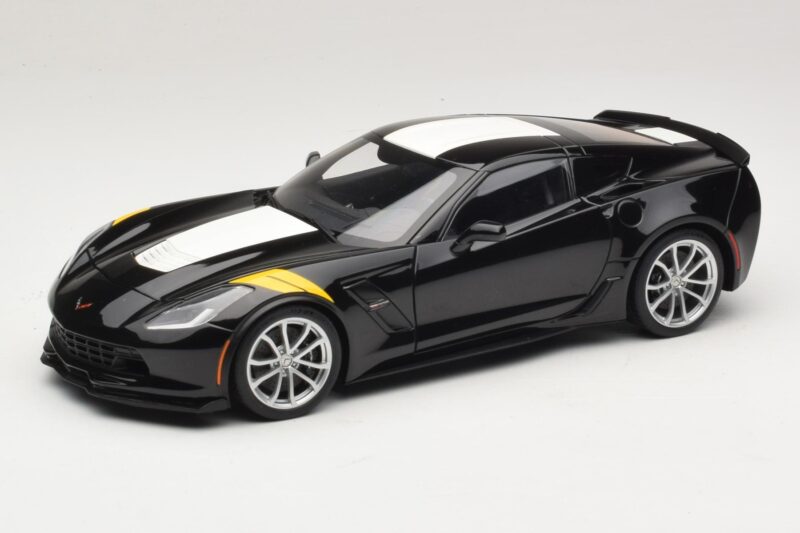 Chevrolet Corvette C7 Grand Sport Sort med Hvide Striber AUTOart 1:18 71273 Komposit