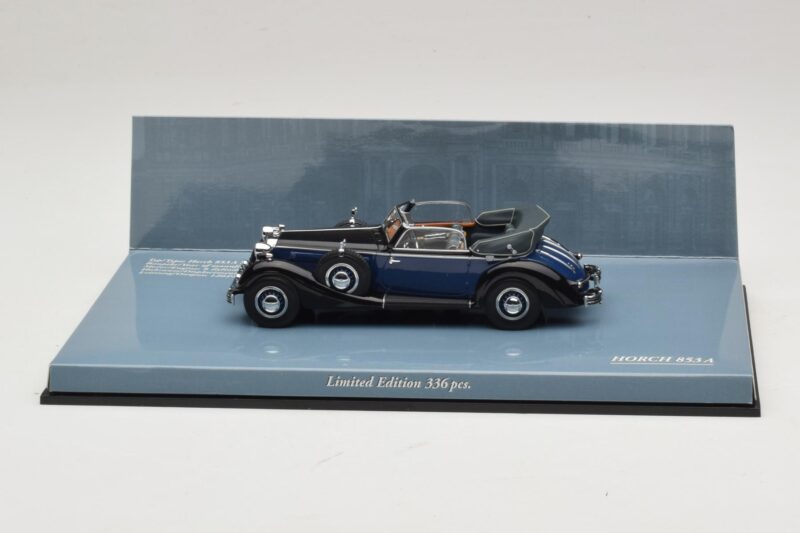 Horch 853 A Sport Cabriolet Sort Blå Minichamps 1:43 436012036 Metal