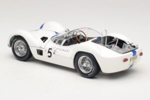 Maserati Tipo 61 #5 S. Moss / D. Gurney Camoradi ADAC 1000km Nurburgring Winner 1960 Minichamps 1:18 100601205 Metal — billede 7 af 8