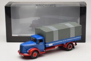 Mercedes L 315 Ladvogn Blå Rød Minichamps 1:43 439034420 Metal — billede 6 af 6