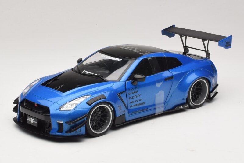 Nissan GT-R R35 Liberty Walk Work T2 Blå Metallic Solido 1:18 S1805801 Metal