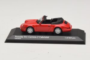 Porsche 911 964 Carrera 2 Cabriolet Rød Minichamps 1:43 430067330 Metal