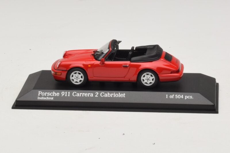 Porsche 911 964 Carrera 2 Cabriolet Rød Minichamps 1:43 430067330 Metal