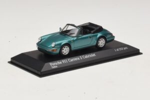 Porsche 911 964 Carrera 2 Cabriolet Turkis Minichamps 1:43 430067332 Metal — billede 2 af 4