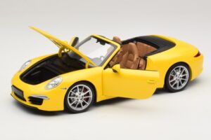 Porsche 911 991 Carrera S Cabriolet Gul Minichamps 1:18 100061031 Metal — billede 2 af 8