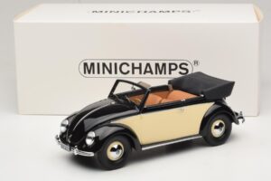 Volkswagen Beetle Cabriolet Sort Creme Minichamps 1:18 107054131 Resin — billede 6 af 6